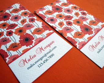 Red Poppy Business Card Calling Card - Set of 50
