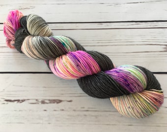 Midnight Rave Hand Dyed Superwash BFL/ Nylon Sock Yarn