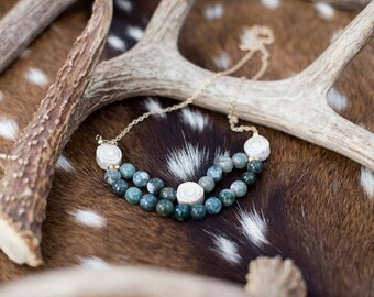 Handmade Beaded Antler Necklace