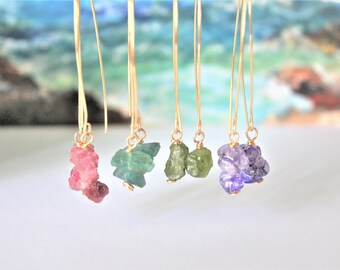 Raw Crystal Earrings, Raw Gemstone Earrings, Raw Stone Earrings, Bridesmaid Gift, Boho Jewelry, Healing Crystal Jewelry