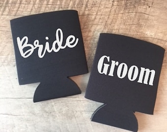 Bride and Groom Can Coolers - Bride and Groom - Custom Can Coolers - Bride & Groom Can Coolers - Honeymoon Can Coolers - Honeymoon
