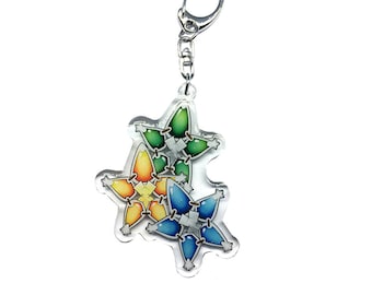 NEW 2.5" inch Kingdom Hearts GLITTER Cluster Aqua Terra Ventus Wayfinder Star Glitter Keychain Mobile Phone Strap Charm
