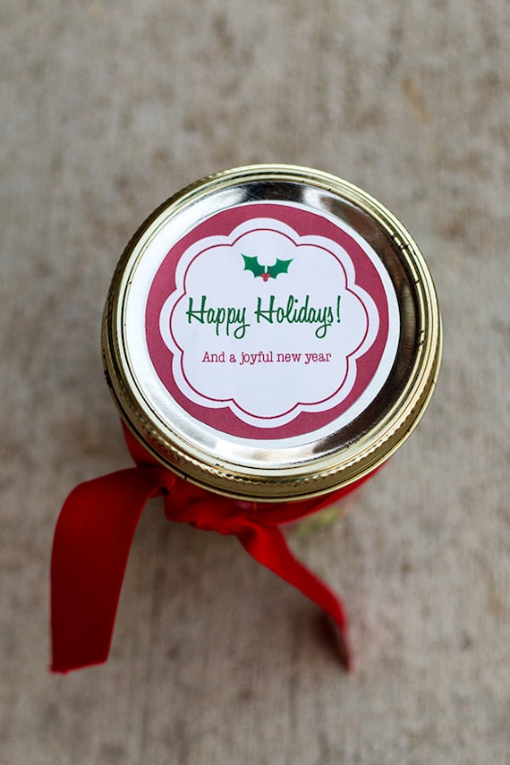 Printable Christmas mason jar label Holiday canning jar