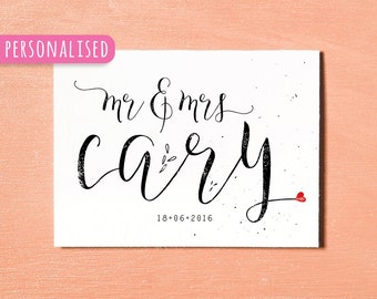 Personalised Wedding Card, Printable Anniversary Card, Mr & Mrs Couples Card, Wedding Gift, Wedding Day, Engagement Card, Relationship Card