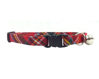 Classic Red Tartan/Plaid Breakaway Cat or Kitten Collar