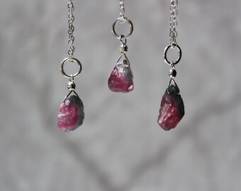 Watermelon Tourmaline Necklace, Tourmaline Rough Necklace, Tourmaline Necklace, Dainty Gemstone Necklace