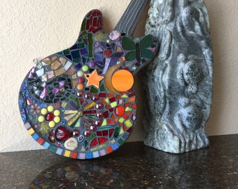 Stained Glass Mosaic Guitar by Artist Peggy Goodrow