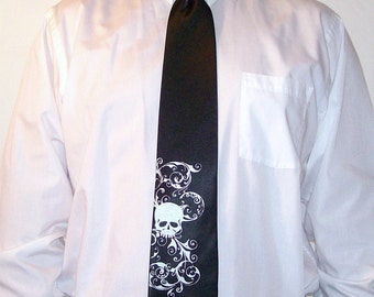RokGear Skull necktie print - 7 Men's Wedding neckties - print to order in colors or your choice