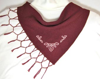 Scarflette, Hand Knit Celtic Burgundy
