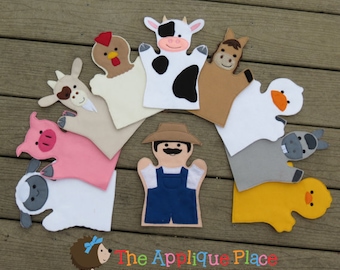 Farm Puppet Sets *For purchase as a SET or INDIVIDUALLY* Adult hand, Child hand, or Finger Puppet