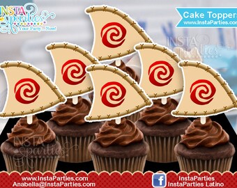 MOANA cupcake toppers sailboat boats cup cake tags labels Birthday Party digital printable file DIGITAL PDF sail images Instant Download