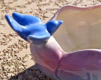 Royal Copley Bluebird on Pink Lotus Bowl 1940s