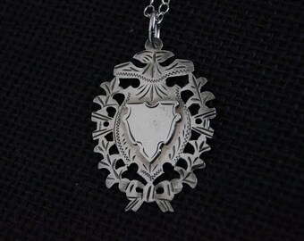 Edwardian Sterling Silver Fob Medal - Antique Silver Medal - 1904 Sterling Silver Silver Fob Medal - Antique Medal - Antique Necklace