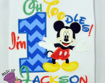 1st- Twodles -Mickey - Mouse- Club- Inspired- Birthday - oh -Toodles - Shirt - Embroidery -Personalize- Custom -First- Second -Name- party