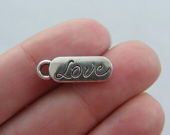BULK 50 Love charms antique silver tone M638