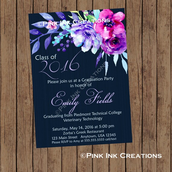 Floral Graduation Invitation / Flower Graduation Invitation