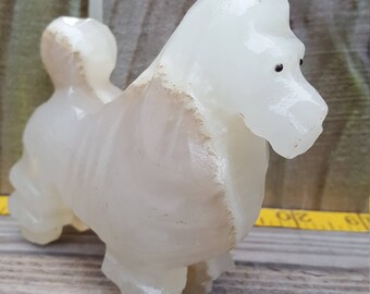 Carved Onyx Stone Poodle Sculpture