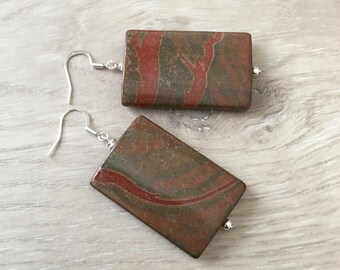 Neutral Gemstone Earrings Brown Gemstone Earrings Neutral Earrings Unique Earrings Large Brown Earrings Chunky Brown Earrings Earthy Earring