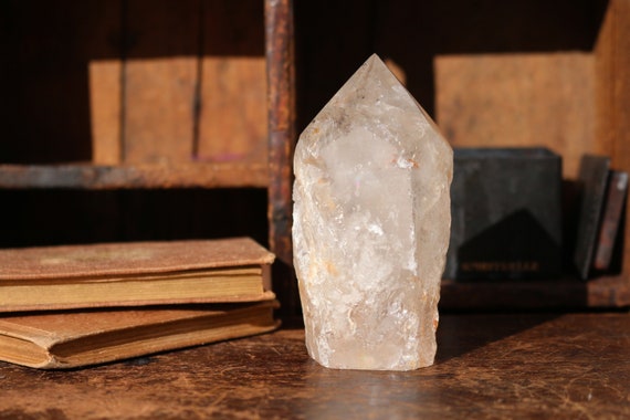 Rainbow Filled Clear Quartz Crystal Point 4", Clear Quartz Generator, Premium Quality Clear Quartz, Standing Clear Quartz Point, Reiki