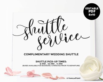 Wedding Shuttle Service Sign Template Reception Signs Ideas