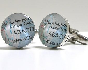Abaco Bahamas Vintage Map Cufflinks