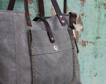 MILITARY Bag Tote Repurposed, recycled military canvas, old military sack