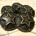 Metal Buttons - Double Star Metal Buttons , Antique Brass Color , Shank , 0.71 inch , 6 pcs