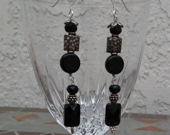 Black glass and Thai Silver earrings