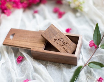 Handmade WALNUT wood SET / comes with 16gb flash drive and matching box - USB / flash drives / jump drive / Engravable