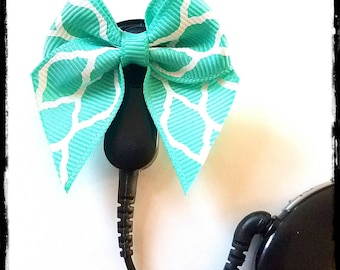 Cochlear Cuties: Teal and Gray Diamond Patterns Bows! Please select quantity 2 for a pair!