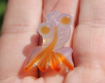 Fish 26 X 21 X 10 Mr. T16 multicolor Orange Agate bead pendant