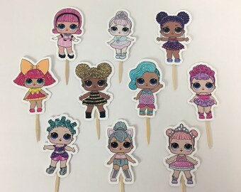 Dolls Surprise Cupcake Toppers / Die Cuts / Birthday Party / Decorations / Party Supplies / Decor