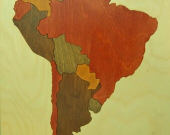 IN STOCK Wooden map puzzle of South America - an educational toy for adults, geography teachers and students -Teaches countries and capitals