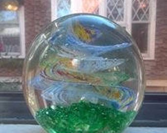 Swirling glass art paperweight