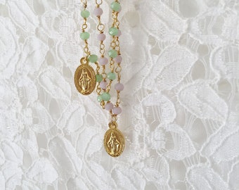 Necklace with rosary chain and madonnina pendant