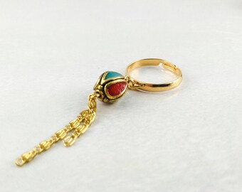LILAC, red, blue and gold ring