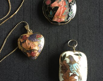 Vintage Cloisonné Pendants Set of Three