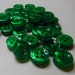 8 Green Fat Stitched Rim Round Buttons Size 3/8"