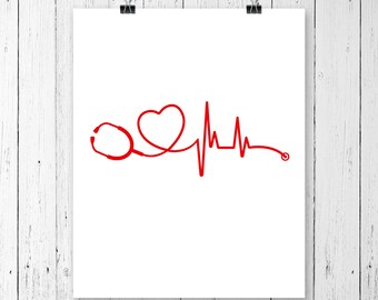 INSTANT DOWNLOAD! Heartbeat SVG, Nurse Svg, Doctor Svg, Healthcare Svg, Stethoscope Svg, Cricut Cut Files, Silhouette Cut File