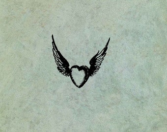 Winged Flying Heart SMALL - Antique Style Clear Stamp