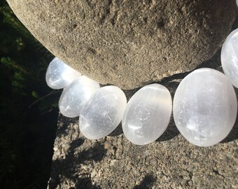 Polished Selenite Palm Stones