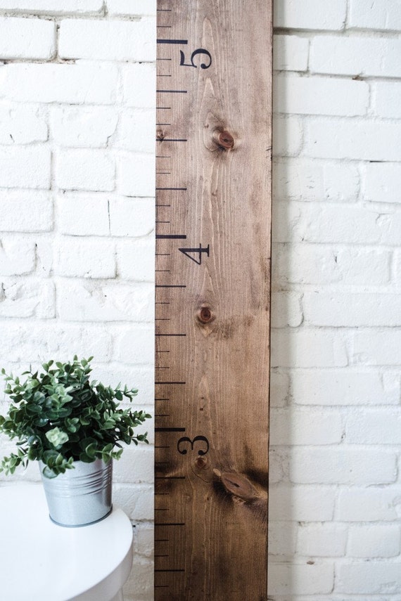 Wooden Growth Chart Ruler Rustic Walnut