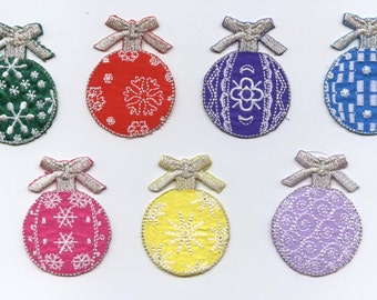 Christmas - Ball Ornaments - Color Choice - Iron on Applique - Embroidered Patch