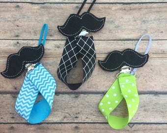 Mustache Paci Clip - Baby Boy Paci Clip - Boy Paci Clip - Boy Pacifier Holder - Baby Mustache - little man - pacifier holder - Pacifier Clip