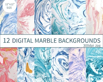 Abstract Marbling Digital Paper, Marble Paper Pack, Digital Marbling, Ink Marbling, Abstract Background Marbled, Hand Drawn Clip Art Stone