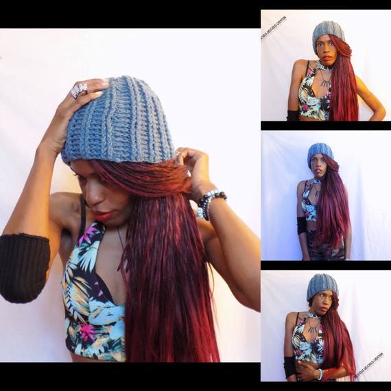 Original unisex Crochet Beanie! BLUE! Wool belicious delicious creation one size