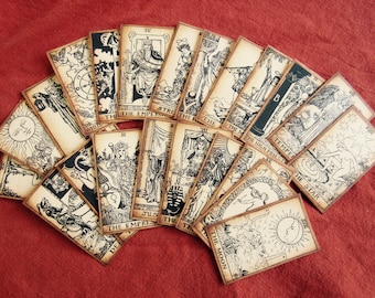 LARGE Antiqued Tarot Card Deck, 22 Major Arcana ONLY.