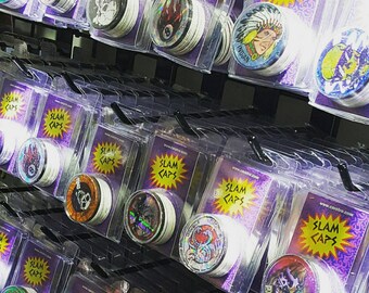 1 Pack POGS slam caps 10 caps 1 metal slammer vintage game *possible poison slammers!