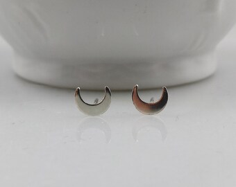 Sterling Silver Crescent Moon Earrings - Tiny Silver Moon Earring Pair