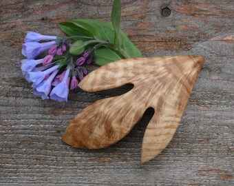Sassafras Leaf hair Clip, Leaf Barrette, wooden jewelry, boho hair accessory, wood hair barrette, leaf hair fork clasp, nature lover gift